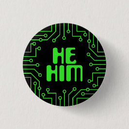 Green Circuit Board Er/Ihm Pronouns Button