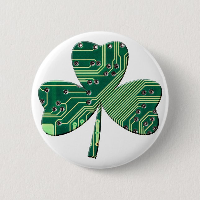 Green Circuit Board St Patrick Day Kleeblatt Button (Vorderseite)