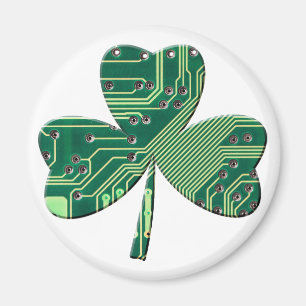 Green Circuit Board St Patrick Day Kleeblatt Magnet
