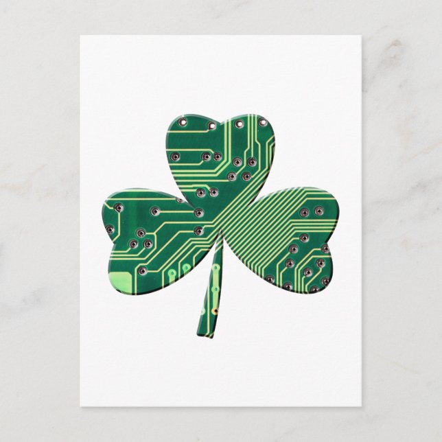 Green Circuit Board St Patrick Day Kleeblatt Postkarte (Vorderseite)