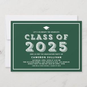 Green Class of 2025 Cap Retro Abschluss Einladung