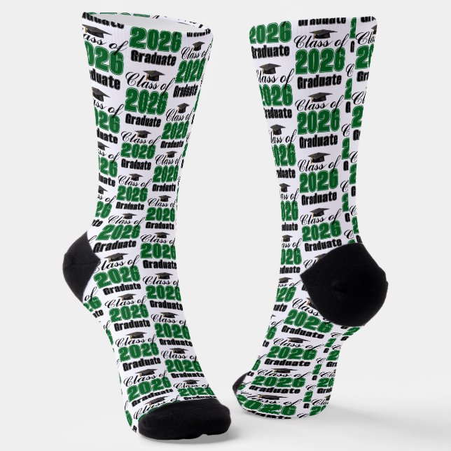 Green Class of 2026 Graduation Socken (Gewinkelt)