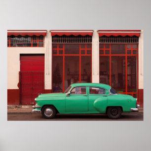 Green Classic Car, Kuba Poster