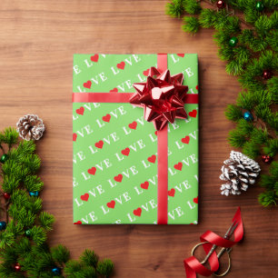 Green Classic LIEBE Herzmotiv Geschenkpapier
