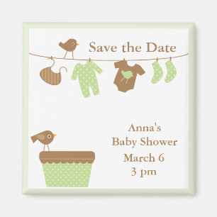 Green Clothesline Baby Dusche Magnet