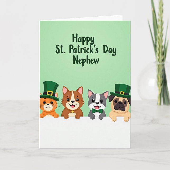Green Clover Animal Friends Card Karte (Vorderseite)