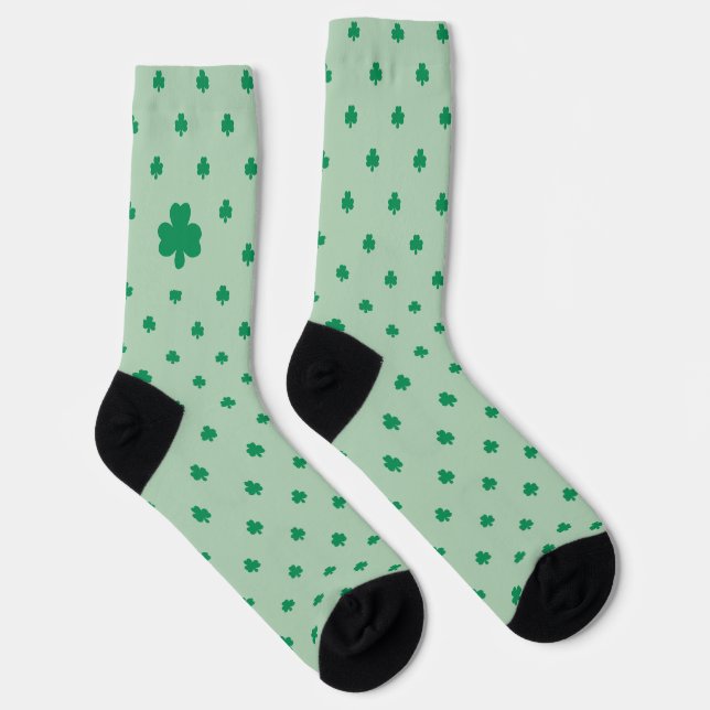 Green Clover Blätter Pattern St Patrick's Day Socken (Rechts)