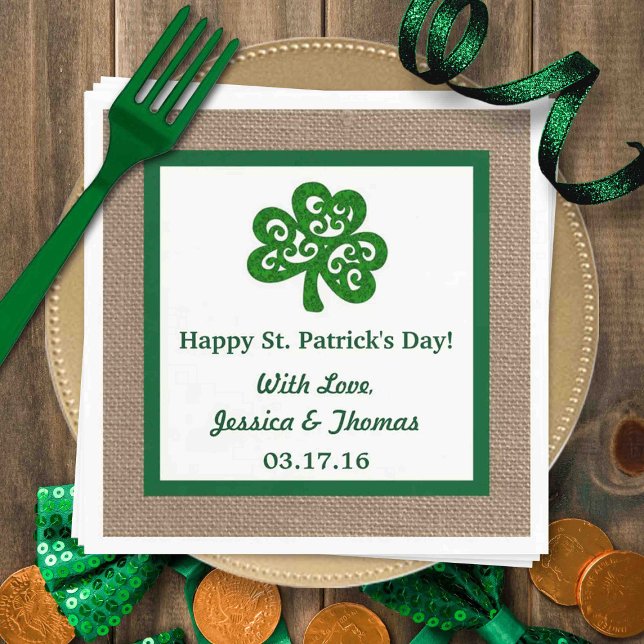 Green Clover & Burlap St. Patrick's Day Serviette (Von Creator hochgeladen)
