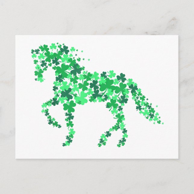 Green Clover Kleeblatt Horse St Patricks Day Postkarte (Vorderseite)