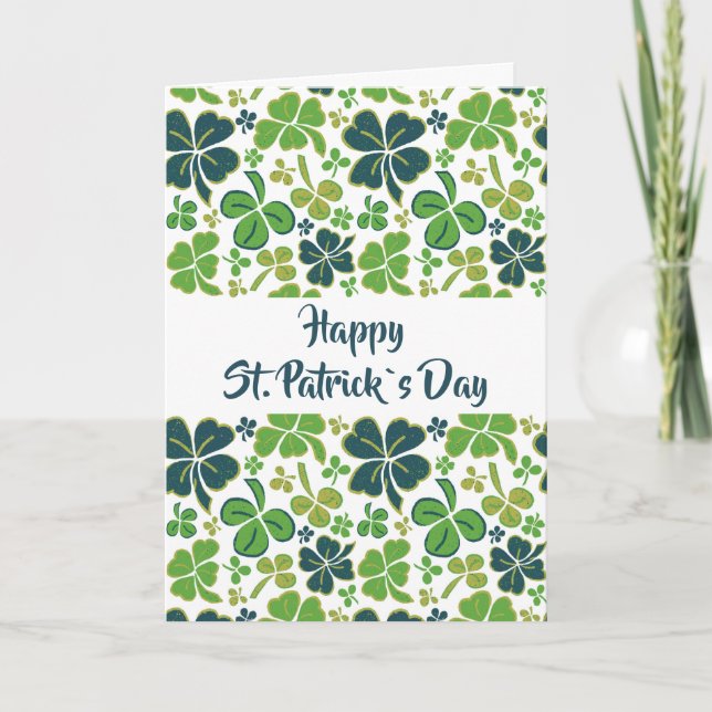 Green Clover Kleeblatt Pattern St Patrick`s Day Karte (Vorderseite)