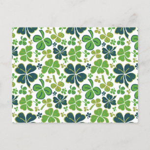 Green Clover Kleeblatt Pattern St Patrick`s Day Po Postkarte