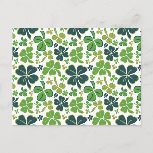 Green Clover Kleeblatt Pattern St Patrick`s Day Po Postkarte (Vorderseite)
