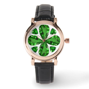 Green Clover Pattern Armbanduhr