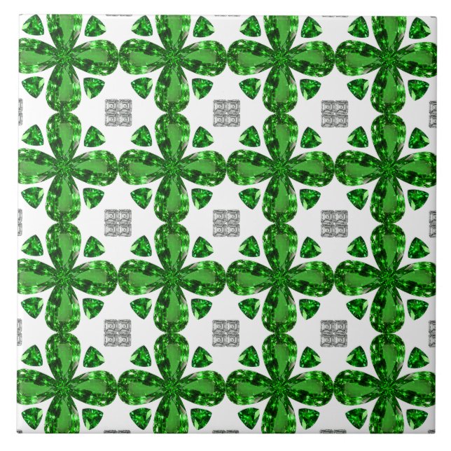 Green Clover Pattern Fliese (Vorderseite)