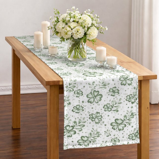  Green Clover Pattern  Mittelgroßer Tischläufer (Von Creator hochgeladen)