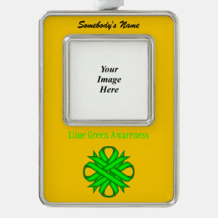 Green Clover Ribbon Tmpl (V-O) von K Yoncich Rahmen-Ornament Silber
