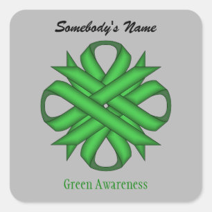 Green Clover Ribbon von Kenneth Yoncich Quadratischer Aufkleber