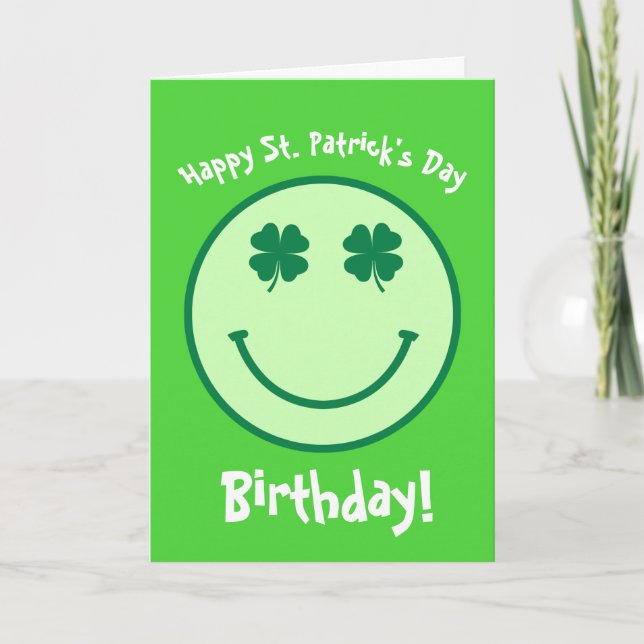 Green Clover St.Patrick's Day Birthday Card Karte (Vorderseite)