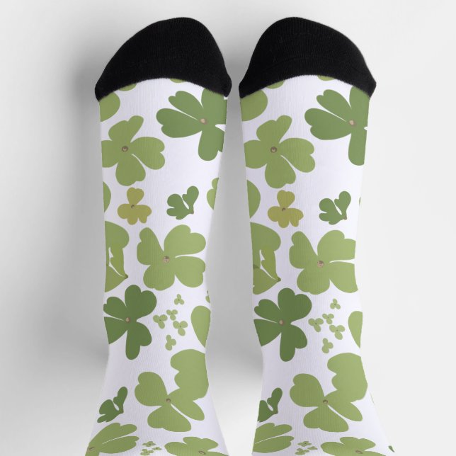 Green Cloverleaf St Patrick Day Garden Socken (Oben)