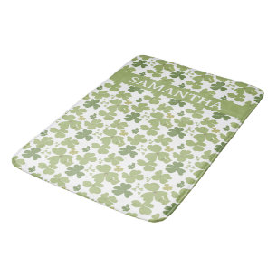 Green Cloverleaf St Patrick Day Individuelle Name Badematte