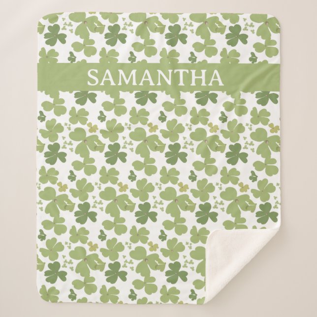 Green Cloverleaf St Patrick Day Individuelle Name Sherpadecke (Vorderseite)