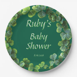 Green Clovers Baby Dusche Pappteller