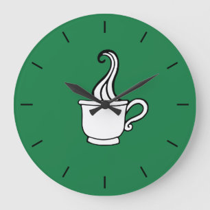 Green Coffee Diner Wall Clock Große Wanduhr