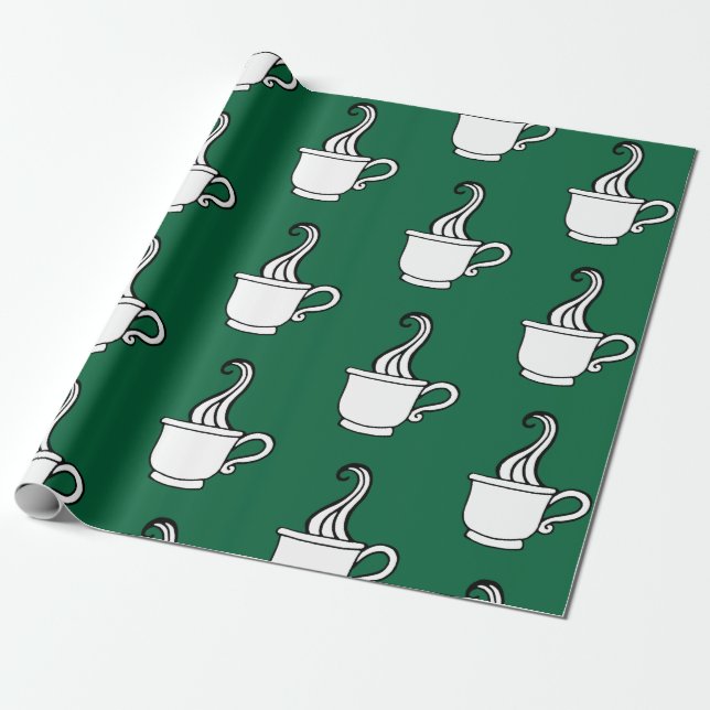 Green Coffee Wrapping Paper  Geschenkpapier (Ungerollt)
