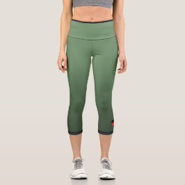 Green Color Gradient with Germany Flag Capri Leggings
