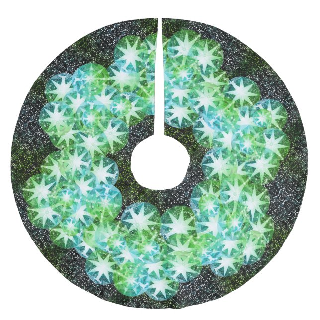 Green Compass Gemstone Kristall Glitzer Sparkle Polyester Weihnachtsbaumdecke (Vorderseite)