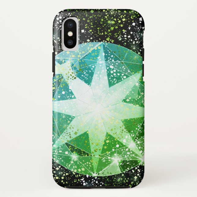 Green Compass Gemstone Kristall Gold Sparkle Case-Mate iPhone Hülle (Rückseite)