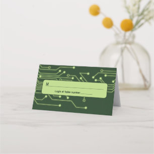Green Computer Circuit Board Bar Mitzvah Platzkarte