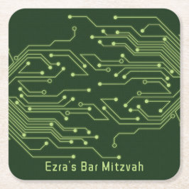 Green Computer Circuit Board Bar Mitzvah Rechteckiger Pappuntersetzer