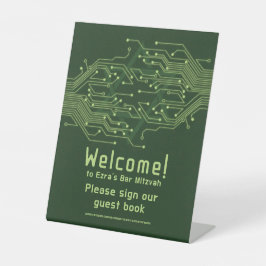 Green Computer Circuit Board Bar Mitzvah Sockelschild