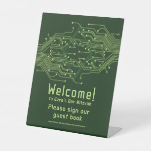 Green Computer Circuit Board Bar Mitzvah Sockelschild