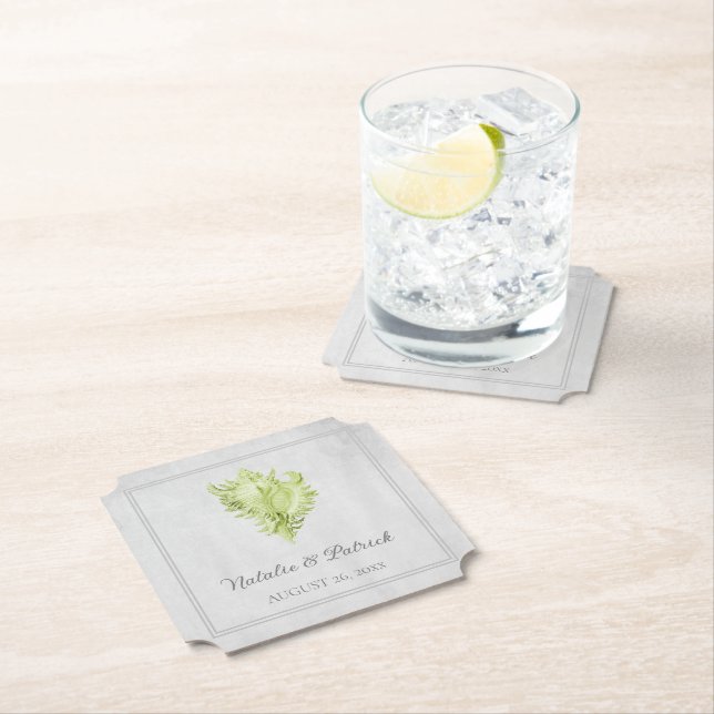 Green Conch Muschel Hochzeitspapier-Untersetzer Untersetzer (Vor Ort)