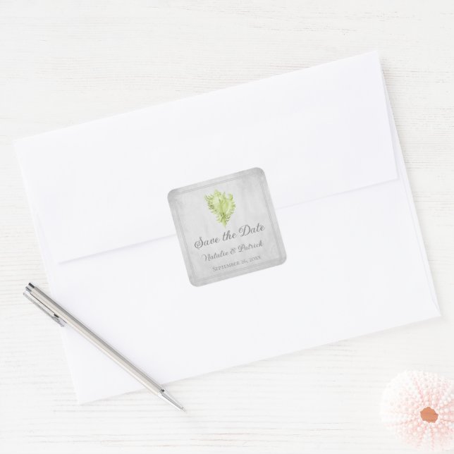 Green Conch Muschel Save the Date Aufkleber (Umschlag)