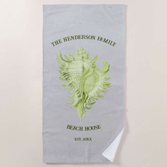 Green Conch Muschel Strandtuch (Vorderseite)
