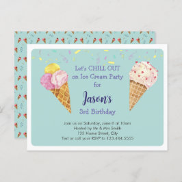 Green Cool Ice Creme Kindergeburtstag Party Einladungspostkarte