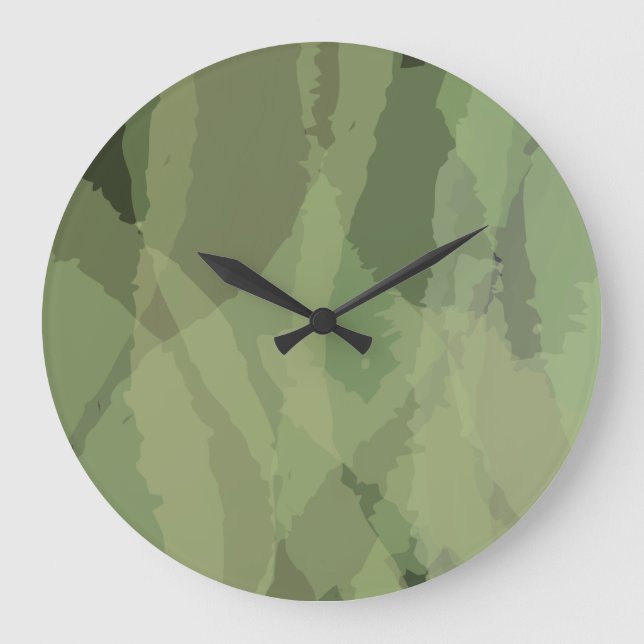 Green, cool, trendy watercolor abstract pattern große wanduhr (Vorderseite)