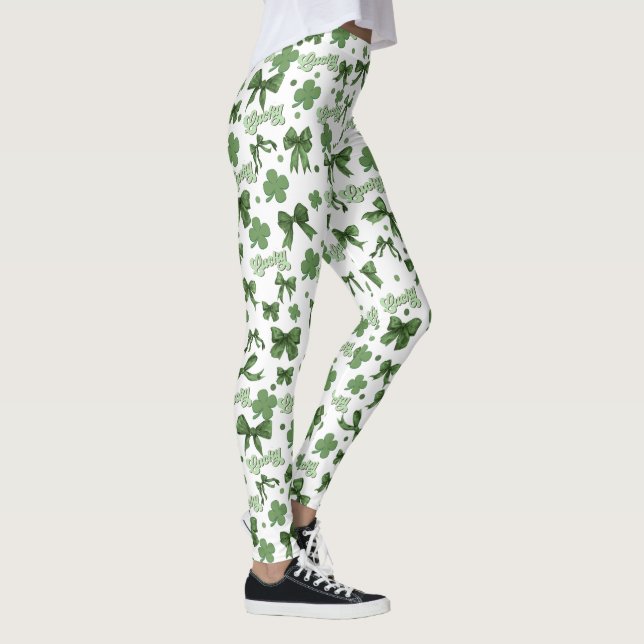 Green Coquette Lucky St Patrick's Day Pattern Leggings (Rechts)