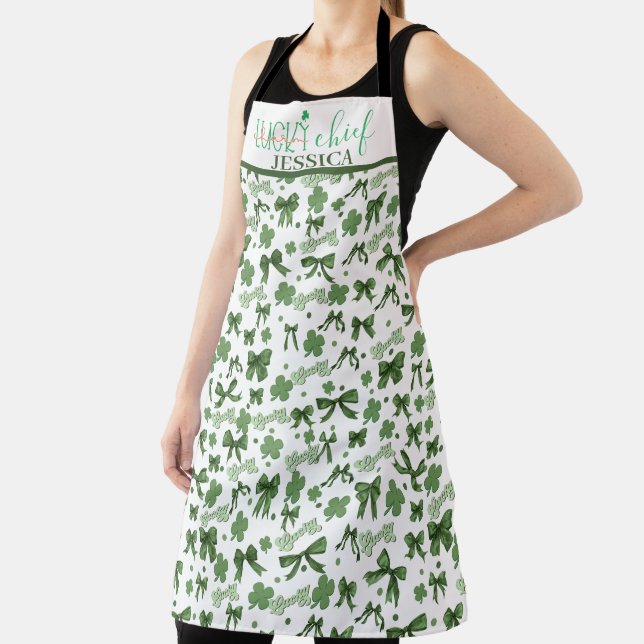 Green Coquette Lucky St Patrick's Day Pattern Schürze (InSitu)