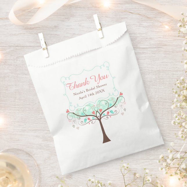 Green Coral Floral Bird Brautparty Vielen Dank Geschenktütchen (Ausgeschnitten)
