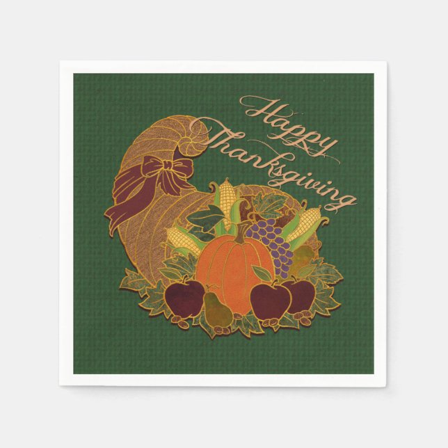 Green Cornucopia Erntedank Napkins Serviette (Vorderseite)