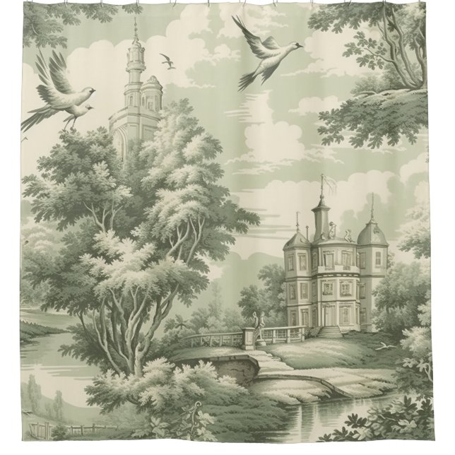 Green Countryside Hot Air Balloon Toile (7) Duschvorhang (Vorderseite)