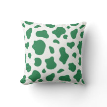 Green Cow Print Decorative Pillow