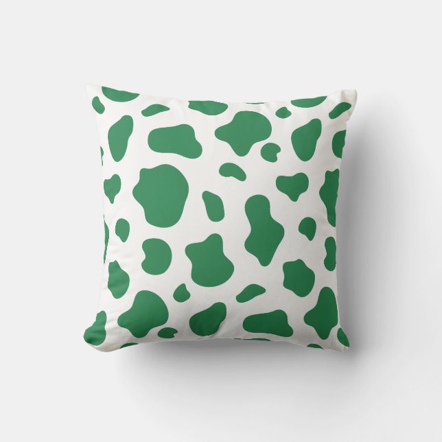 Green Cow Print Decorative Pillow Kissen (Vorderseite)