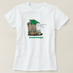 Green Cowboy Boot Graduation Cap & Blume T-Shirt