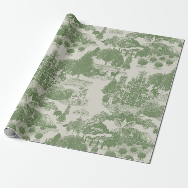 Green Cream Christmas Winter Wonderland Geschenkpapier (Ungerollt)