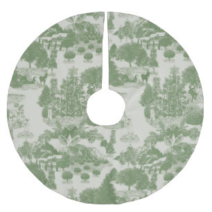 Green Cream Christmas Winter Wonderland Polyester Weihnachtsbaumdecke